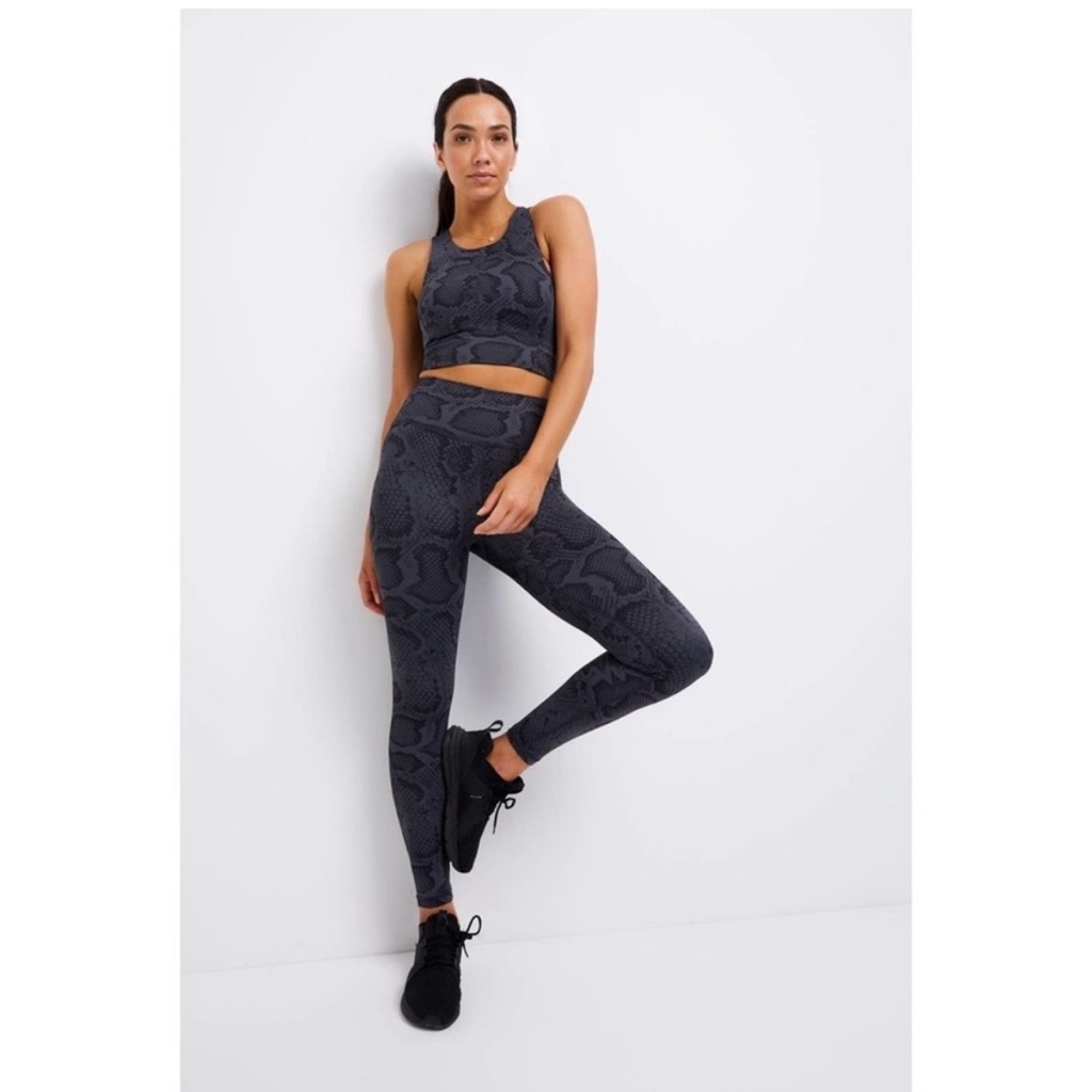 All Felix Navy Snake Long Bra & 7/8 Legging Set Nwt Size Medium
